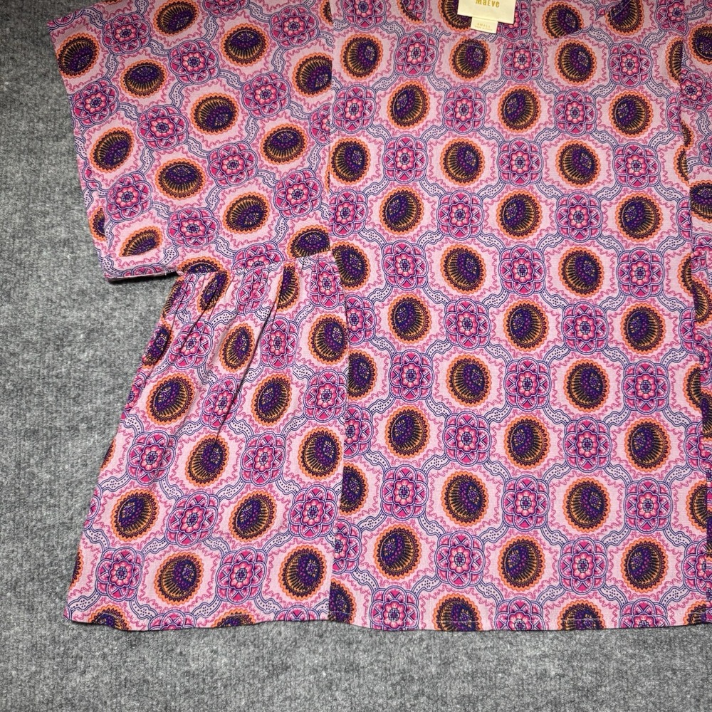 Maeve Anthropologie Pink Purple Geometric Psychedelic Blouse Small Hippie - Picture 2 of 14